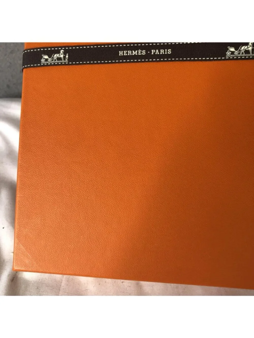 Hermes Dust Bag Womens One Size Orange Herringbone Logo Box Ribbon Storage